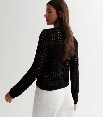 Black open hotsell knit jumper