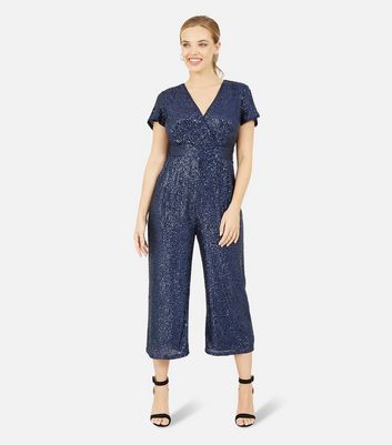 Navy short cheap sleeve jumpsuit