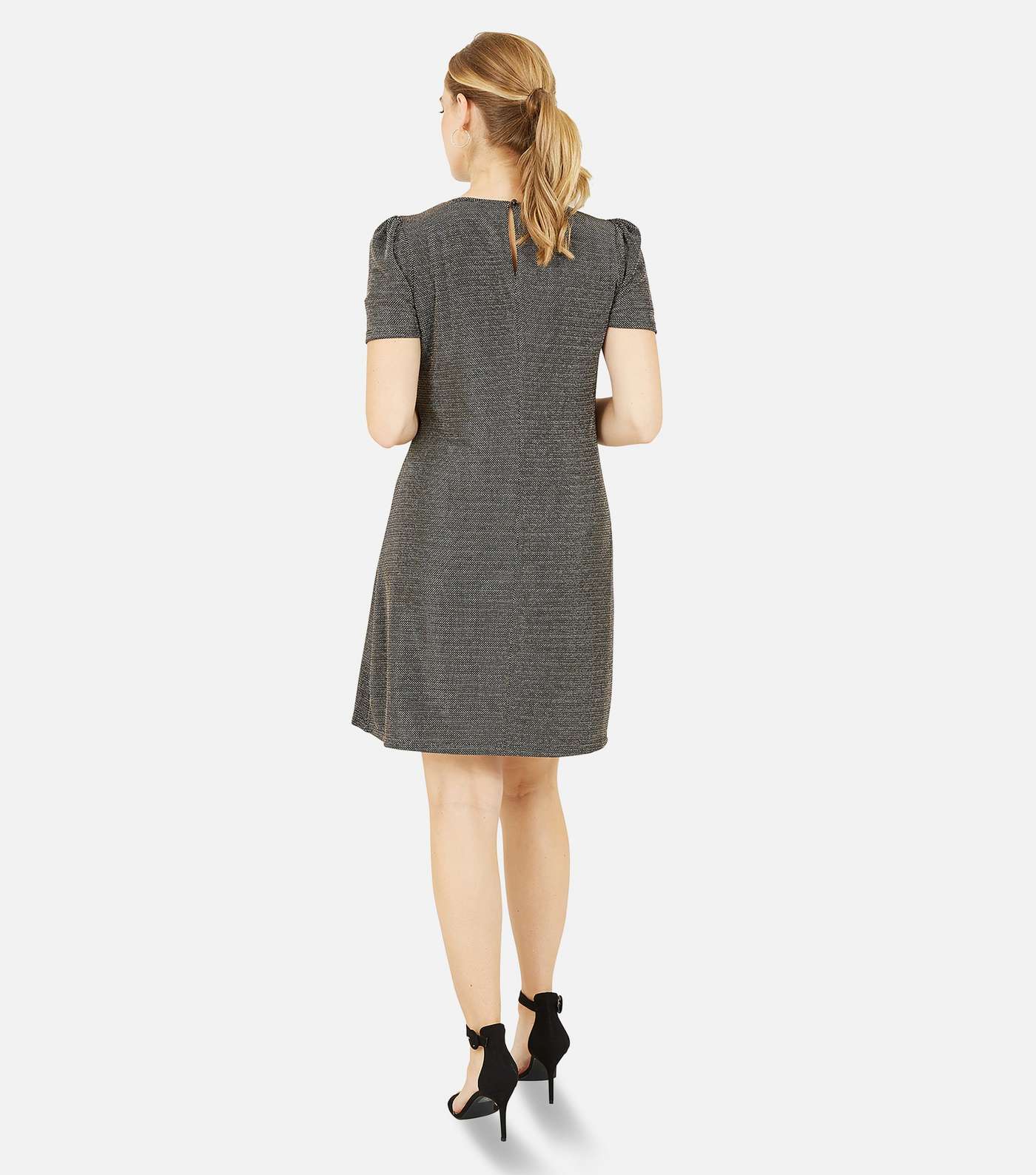 Mela Black Glitter Short Sleeve Mini Tunic Dress Image 4