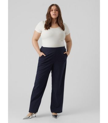 Navy pinstripe hotsell wide leg trousers