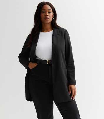 Vero Moda Curve Black Revere Collar Long Blazer