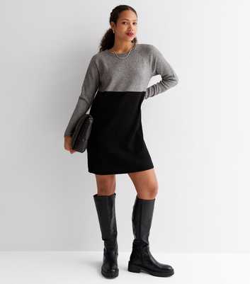 ONLY Grey Knit Colour Block Mini Dress