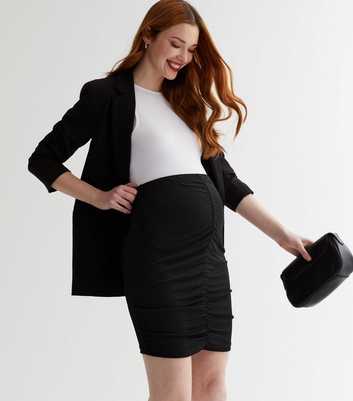 Mamalicious Maternity Black High Waist Ruched Mini Skirt