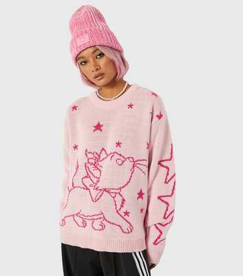 Skinnydip Pink Disney Marie Knit Oversized Jumper