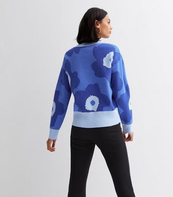 Blue clearance floral sweater