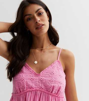 Pink Broderie Peplum Cami