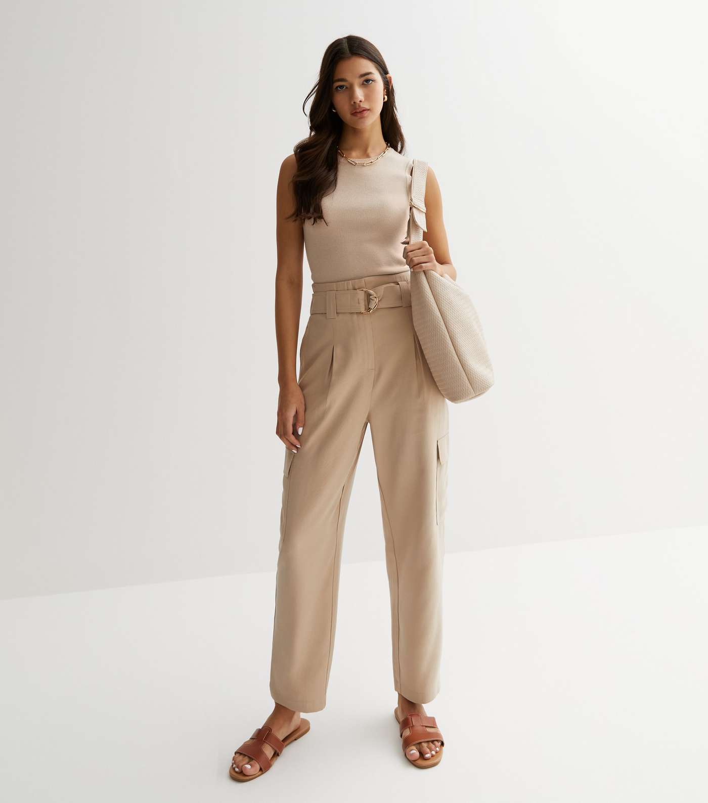 Stone Belted Cargo Trousers Image 3