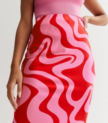 Pink and red outlet midi skirt