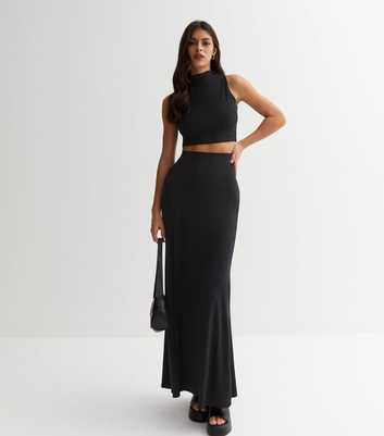 Black Jersey High Waist Maxi skirt