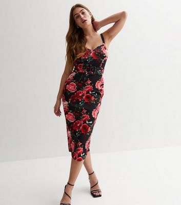 Black dress with roses on sale