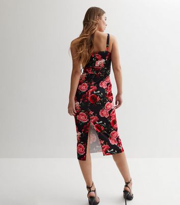 Black rose 2025 print dress