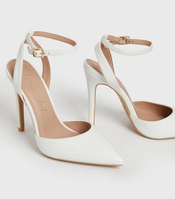 White pointed clearance stiletto heels