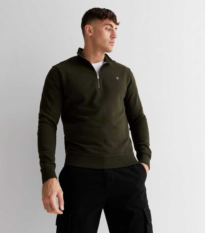 Farah Khaki Zip Up Sweatshirt | New Look