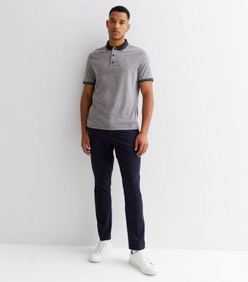 Men's Farah Grey Stripe Trim Short Sleeve Polo Shirt New Look