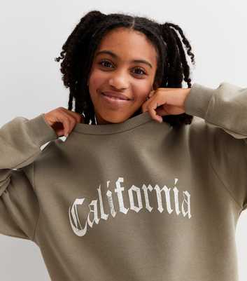 Girls Khaki California Gothic Logo Long Sweatshirt