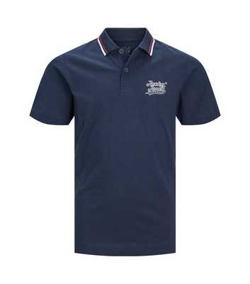 Jack & Jones Junior Navy Stripe Collar Polo Shirt