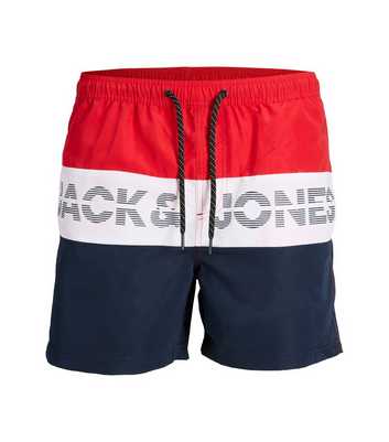 Jack & Jones Junior Red Logo Colour Block Swim Shorts