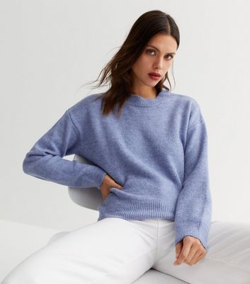 Pale blue crew hot sale neck jumper