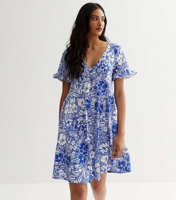 Blue floral on sale button front dress