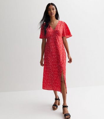 New look 2025 red ditsy dress