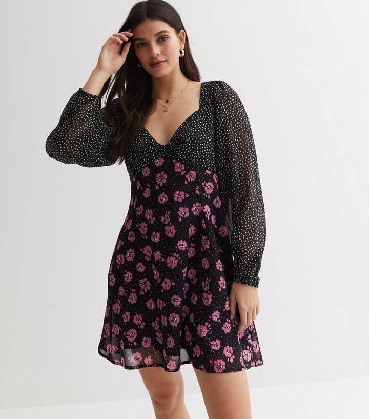 Endless Beauty Floral-Print Sweetheart Mini Dress