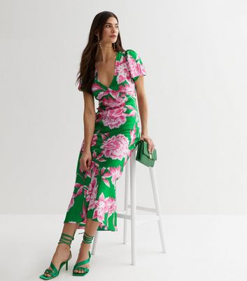 Pink green 2024 floral dress