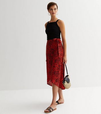 Pimkie midi skirt 2025 in red leopard print