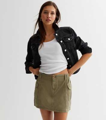 Khaki Cargo Mini Skirt
