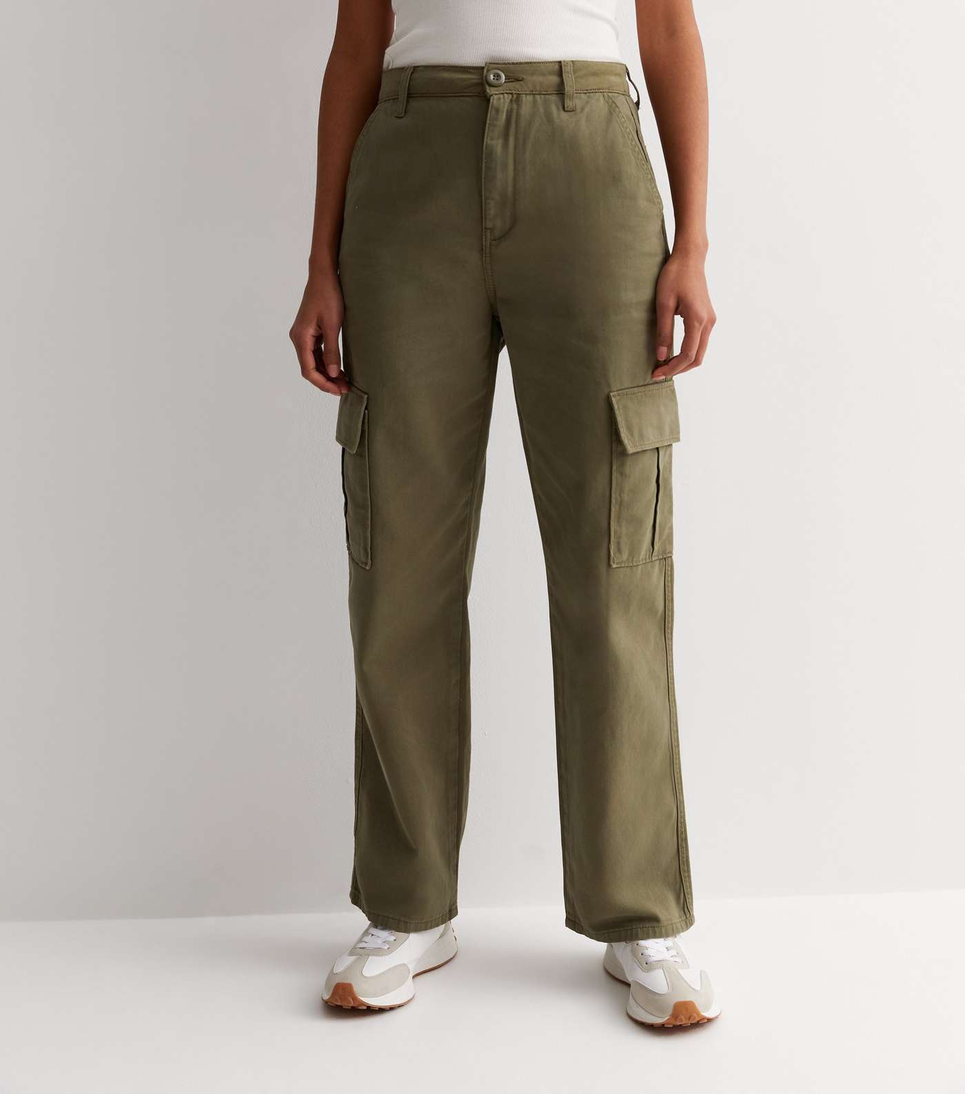 Olive Slim Fit Cargo Trousers Image 5