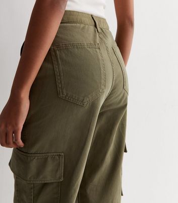 Slim Fit cargo trousers  Khaki green  Ladies  HM IN