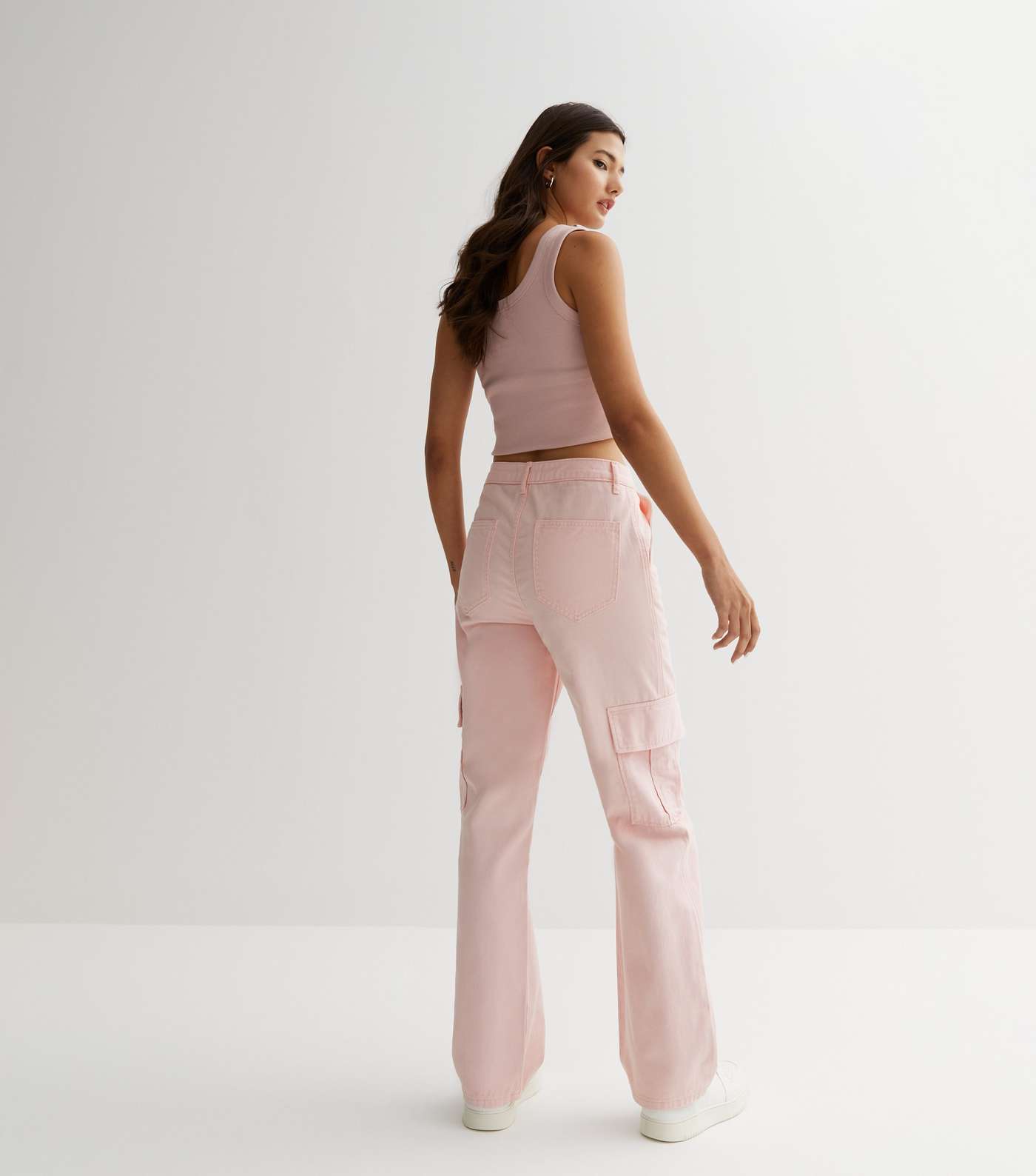 Pink Slim Fit Cargo Trousers Image 4