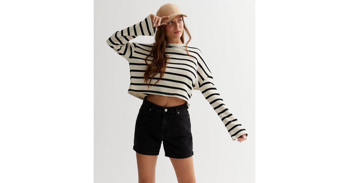 Black Denim Boyfriend Shorts New Look