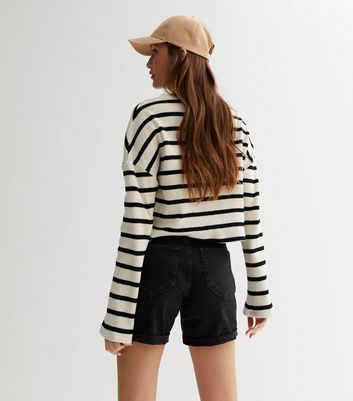 Black Denim Boyfriend Shorts New Look