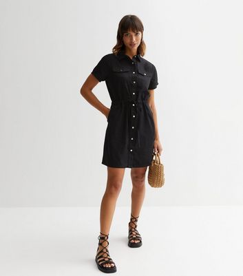 Black shirt mini dress on sale