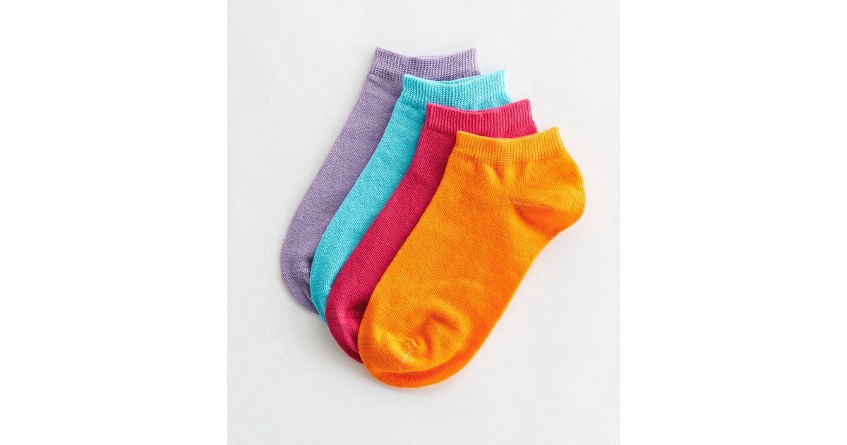 4 Pack Bright Multicoloured Trainer Socks New Look