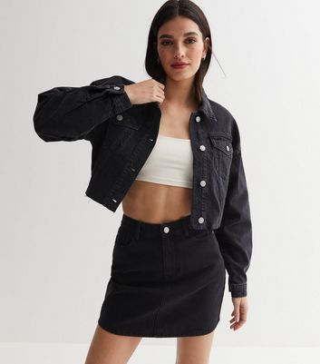 Black denim clearance jacket and skirt