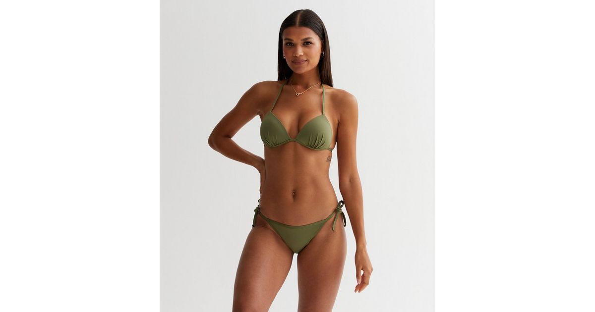 Khaki Moulded Triangle Bikini Top New Look khaki-moulded-triangle-bikini-top-new-look
