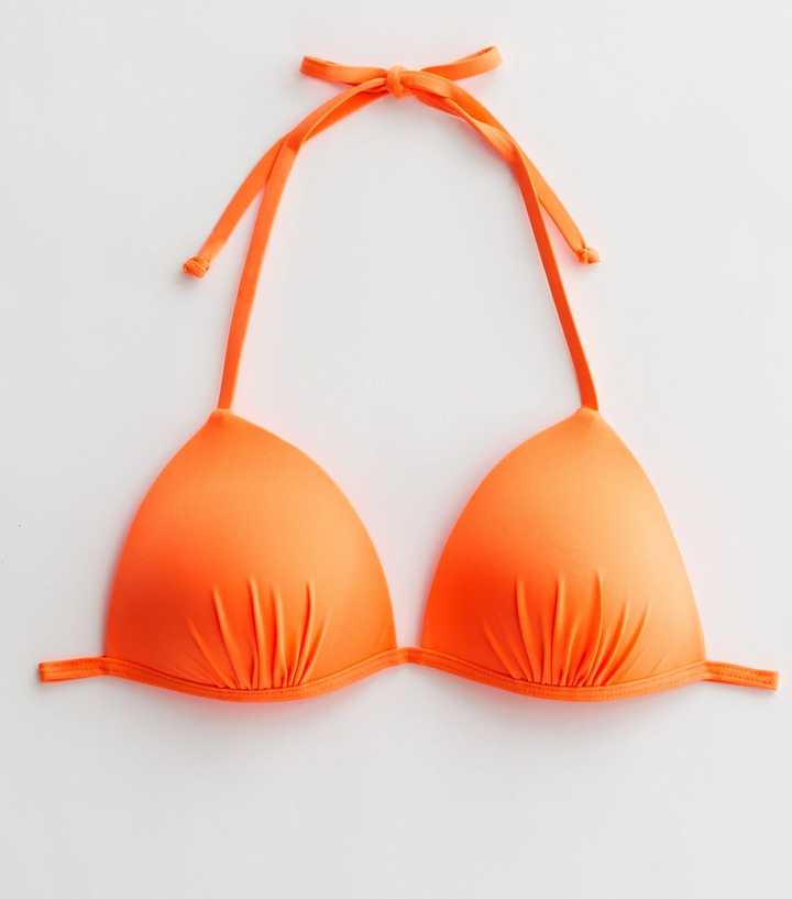 Bright Orange Moulded Triangle Bikini Top