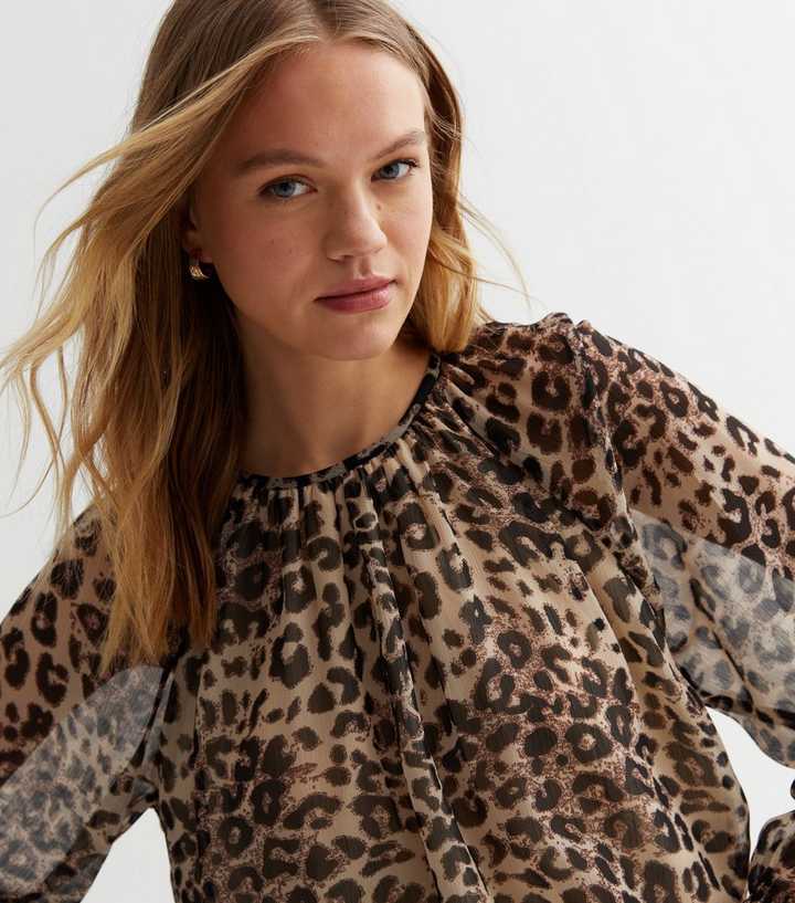 leopard print chiffon shirt