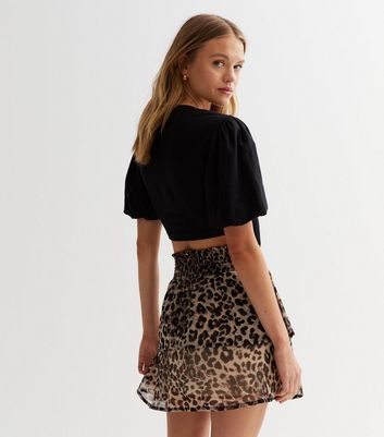 Leopard print 2025 chiffon mini skirt