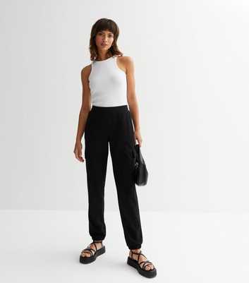 JDY Black Jersey Utility Trousers