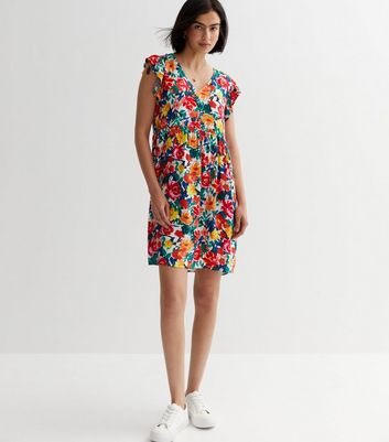 Jdy floral tie waist mini clearance dress