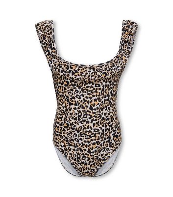 KIDS ONLY Brown Leopard Print Ruffle Swimsuit New Look