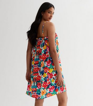 JDY Multicoloured Floral Strappy Mini Dress New Look