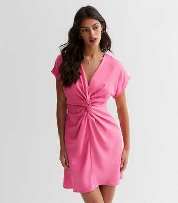 JDY Mid Pink Twist Front Mini Dress