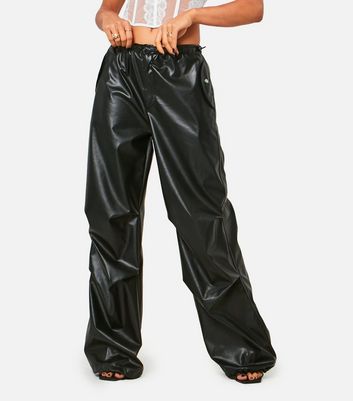 Faux leather cargo discount joggers