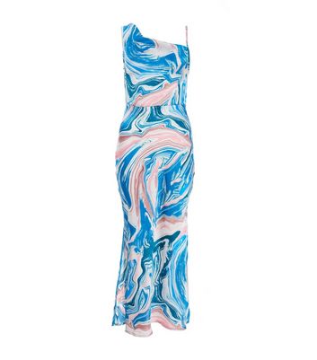 QUIZ Petite Multicoloured Swirl Satin Maxi Dress | New Look