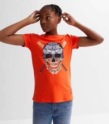 Name It Bright Orange Skeleton New York Logo T-Shirt