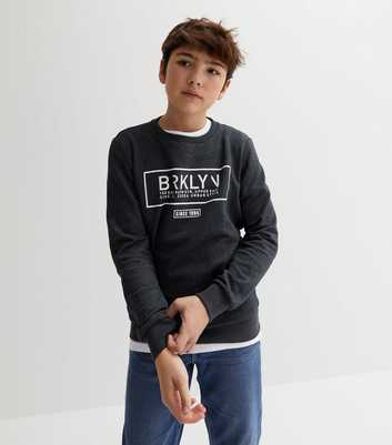 Name It Bright Blue Brooklyn Jersey Crew Neck Logo Sweatshirt
