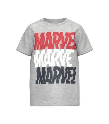 Name It Pale Grey Marvel Logo Short Sleeve T-Shirt New Look